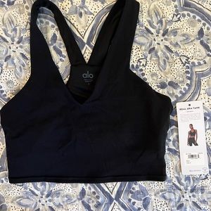 NWT ALO yoga real bra tank black size S